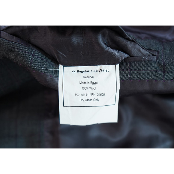 Jos A Bank Reserve Suit Jacket Mens 44R Vitale Barberis Wool Windowpane Gray EUC - Picture 7 of 8